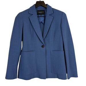 Lafayette 148 New York Nazelli Textured Wool Jacket Blazer Blue $698 - 0